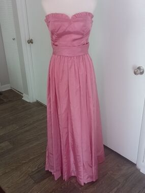 Strapless Pink Ruffled Sweetheart Gown